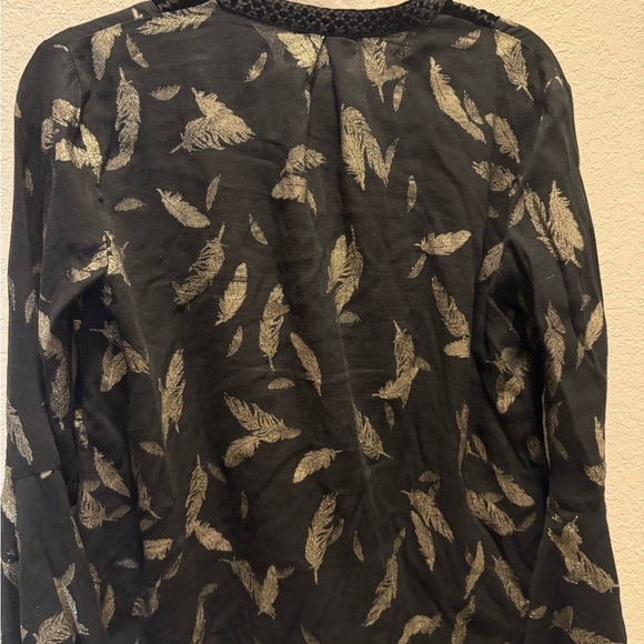Johnny Was Gold Feather Bell Sleeve Blouse Sz XS - Picture 7 of 7